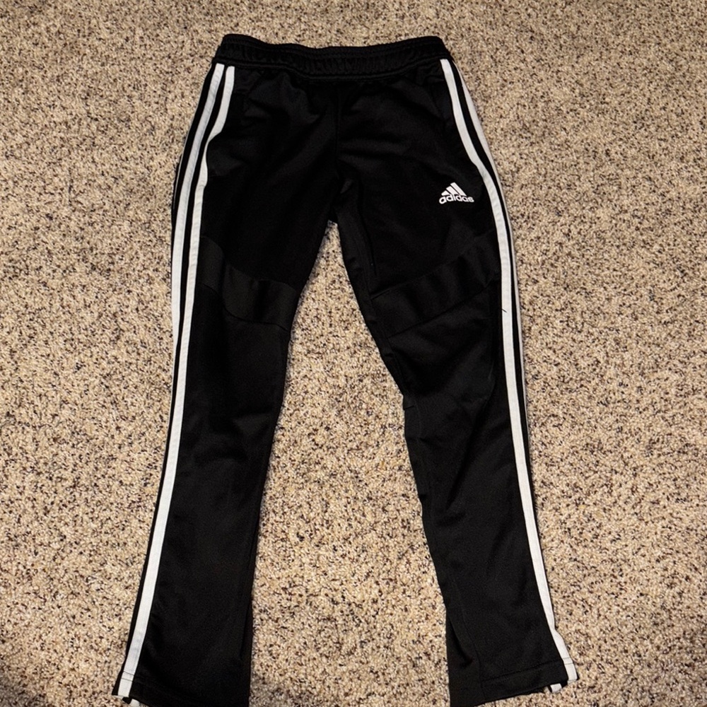 Adidas Black and White Sweatpants with Signature Stripes